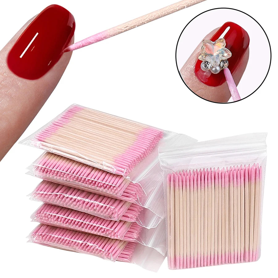 100/1000Pcs Double Ended Cotton Swabs Fine Pointed Tips for Nail Art Makeup Eyeliner Correction Beauty Tools Pack