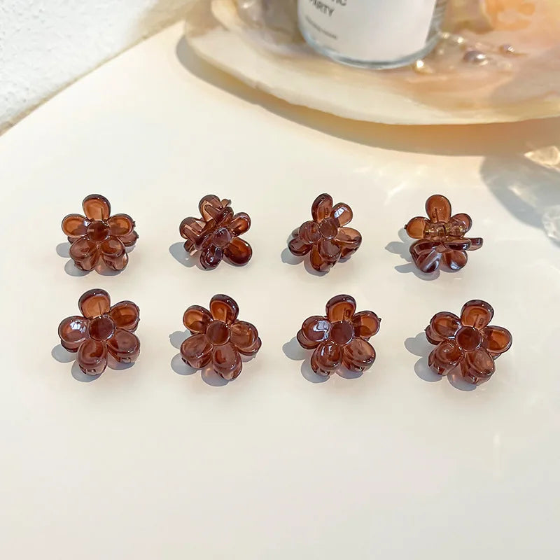 10pcs/set Girls Mini Floral Hair Claw Kawaii Pearl Rhinestone Hair Clip Claw Clamp Braid Headwear Women Kids Hair Accessories