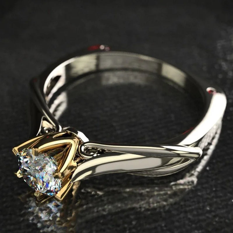 New 925 Sterling Silver Ring Six Claws Eight Hearts And Arrows Zircon Simulation Mois alternate view
