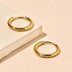 6/8/10/12/14/16mm Stainless Steel Huggie Hoop Earrings For Women Stackable Gold Color close-up view