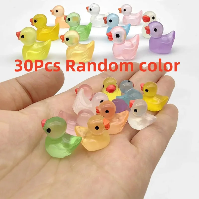30Pcs Luminous Duck Toy Glow In The Dark Miniature Resin Duck Figurines DIY Micro Fai alternate view