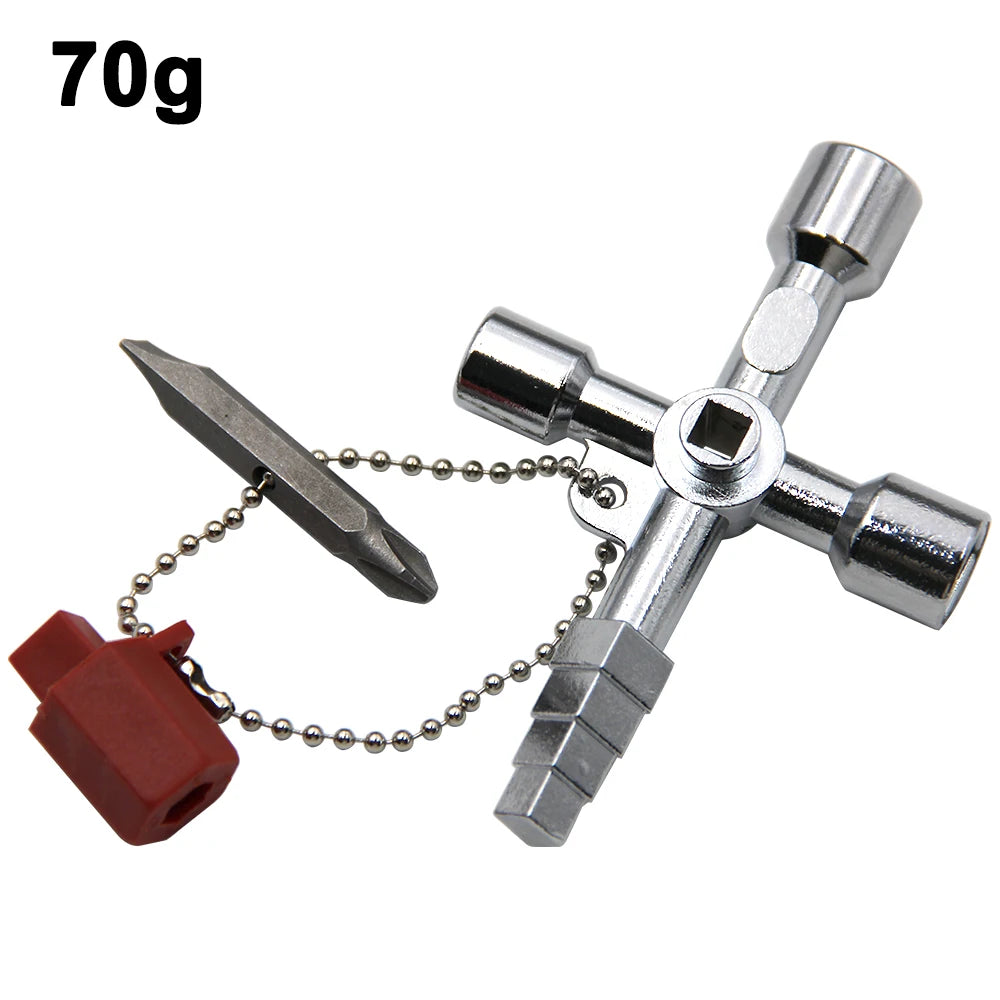 4in1 Silver Key Wrench Set | Electrical Elevator Control Cabinet Screwdriver Tool detail view