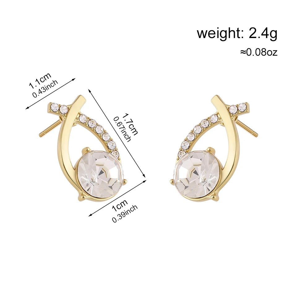 Fashion Cross Stud Earrings For Women Girls Korean Style Elegant Crystal Jewelry Ear Rings Fishtail Lady Earrings Gift