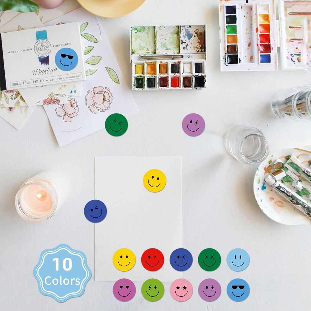 Reward Stickers for Children Cute Smile Face Diary DIY Colorful Scrapbooking Handmade St detail view