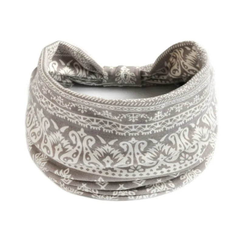 Bohemian Style Elastic Hair Bands Yoga Headband Women Headwear Print Vintage Cross Un alternate view