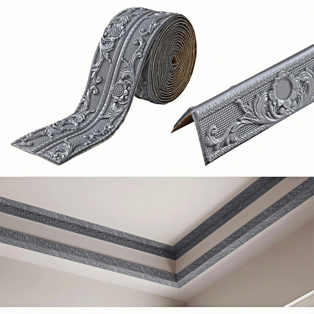 Self-Adhesive Wall Sticker | 2.3m x 12cm PVC Decorative Ceiling Corner Line alternate view