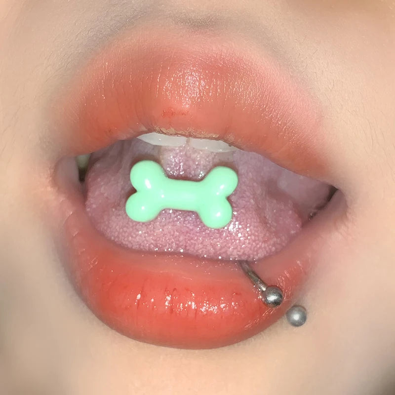 Personalized Cute Bone Tongue Nail Fashion Tongue Ring Stainless Steel Tongue Nail Pu lifestyle view