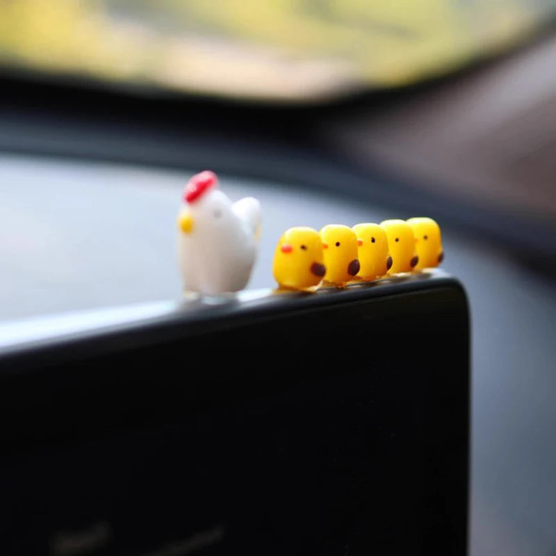 Mini Chickens Car Rearview Mirror Decor close-up view