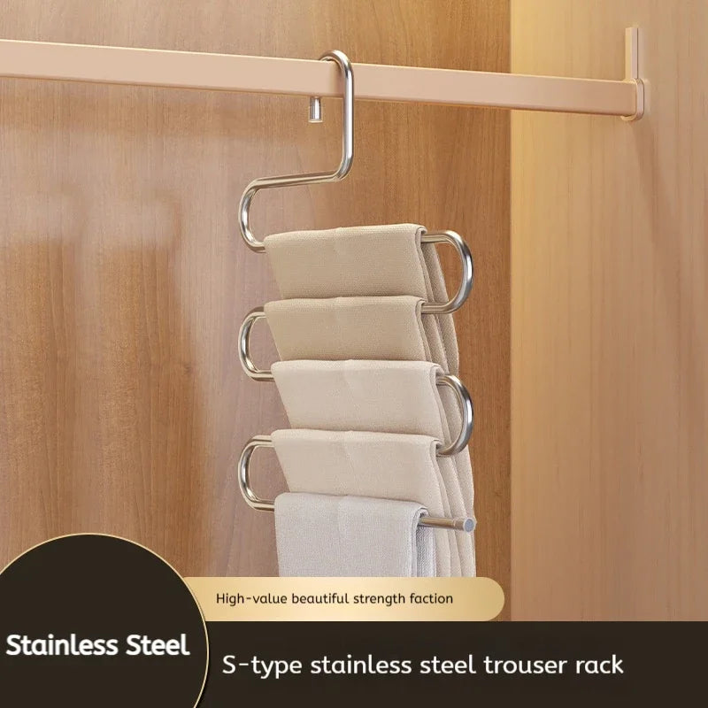5-Layer Stainless Steel Pant Rack | Multifunctional Non-Slip Clothes Hanger additional angle