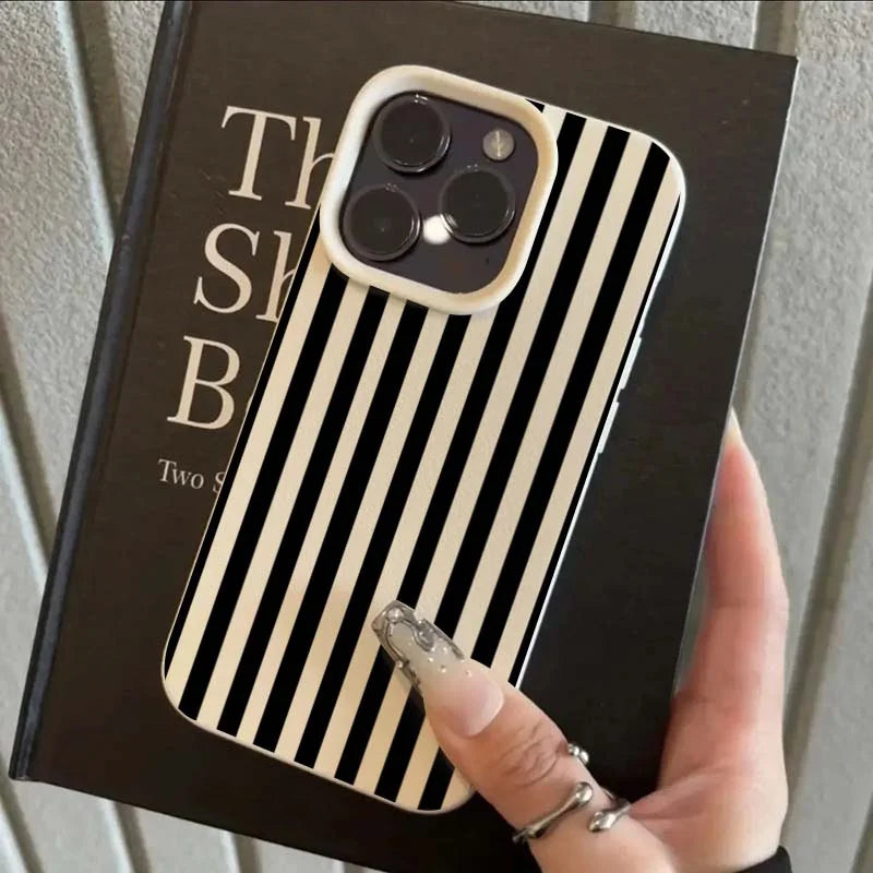 Colorful Striped Minimalist INS Couple Phone Case For iPhone 18 17 16 11 13 12 14 15 P close-up view