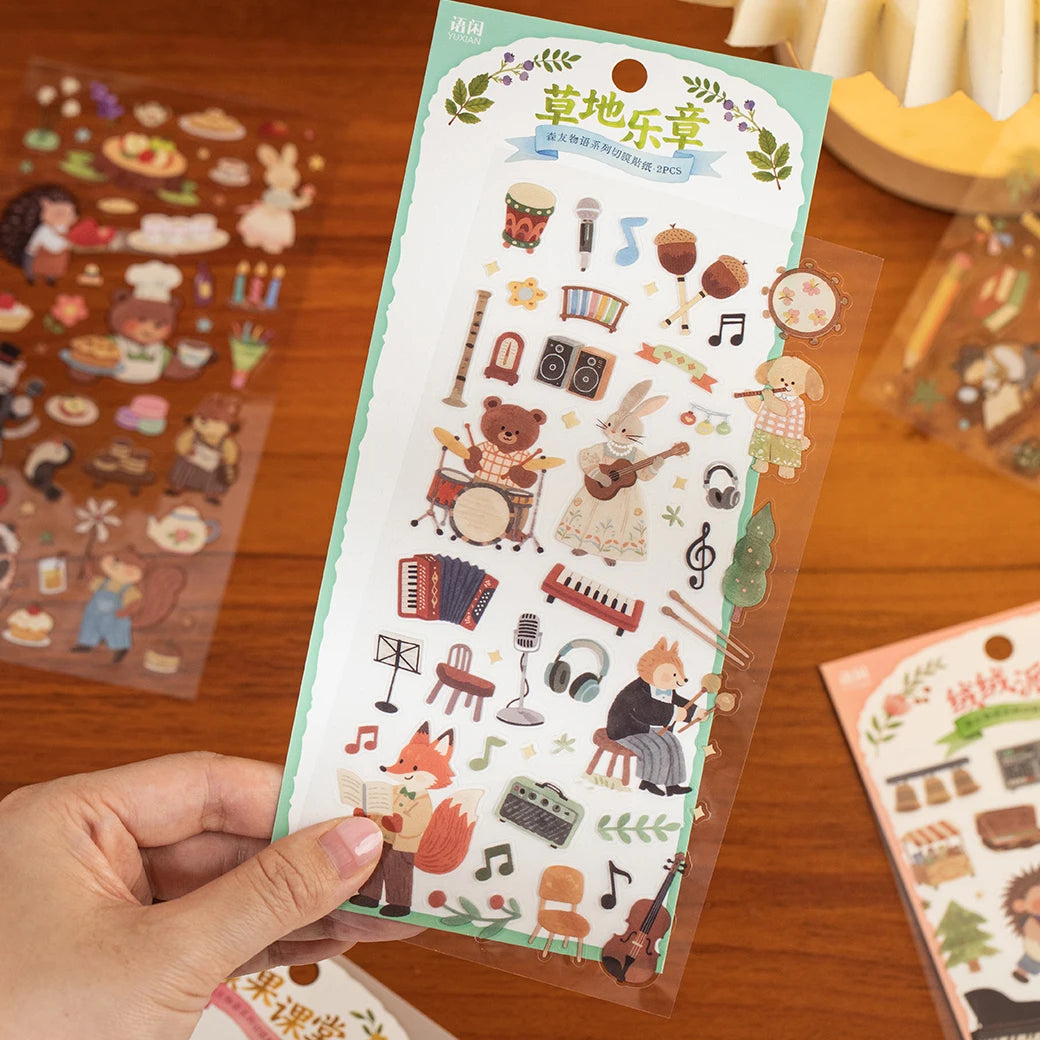 3Packs PET Cartoon Die-Cut Stickers | Journal Decorative Stickers for DIY Scrapbooking close-up view