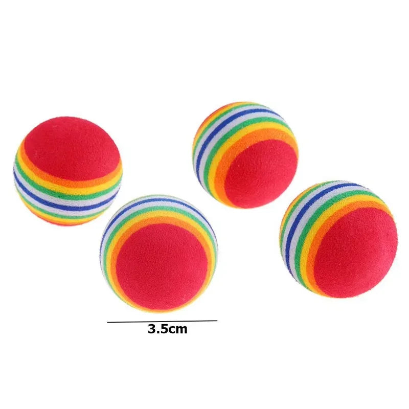 Interactive Cat Dog Play Chewing Rattle Scratch Ball Training Cat Rainbow Ball Toy Pe lifestyle view