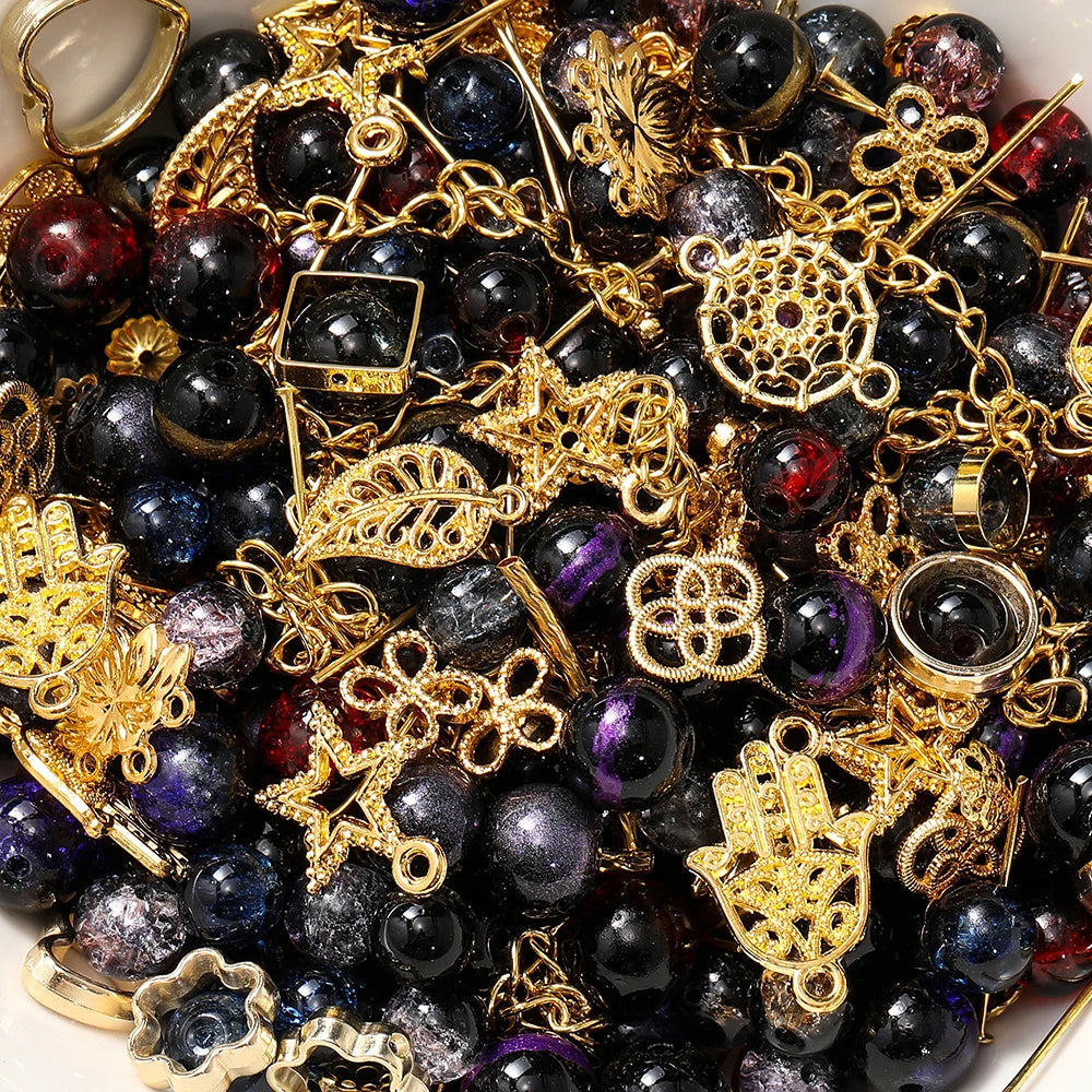 30-50G/Lot Mixed Glass Beads Metal Pendants Spacer Bead Jewelry Accessories for DIY additional angle