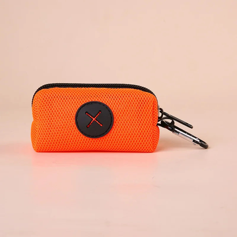 Canvas Dog Poop Bag Holder, Outdoor Pet Waste Bag Dispenser with Carabiner Clip, Anim lifestyle view