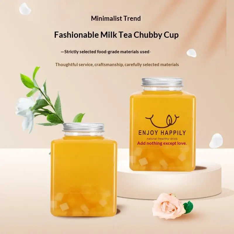 Plastic Disposable Square Plastic Bottle 500ML 650ML Juice Beverage Milk Tea Yogurt C alternate view
