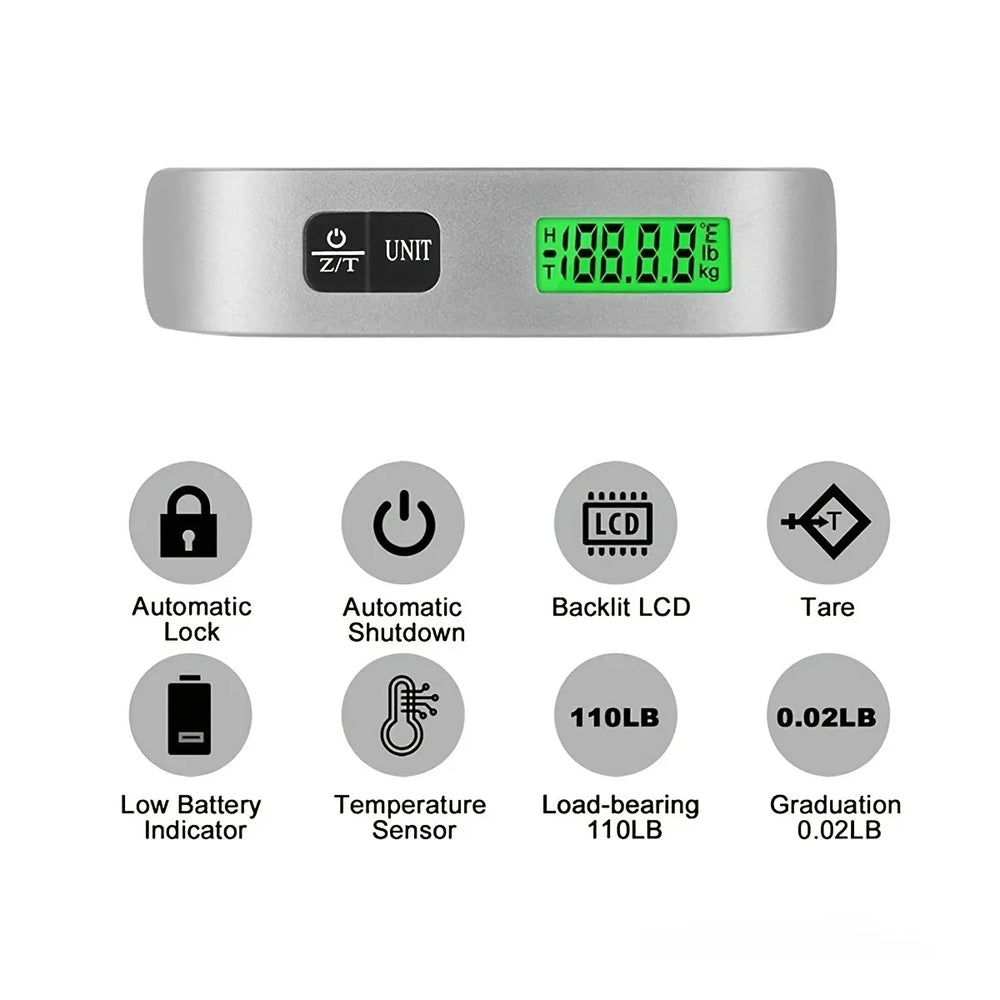 Portable Hanging Luggage Scale | Digital Travel Scale 110lb/50kg detail view