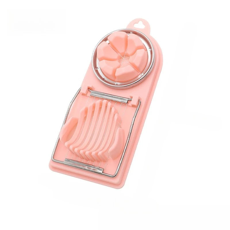 2 In 1 Egg Slicer Multifunctional Stainless Steel Egg Cutter | Kitchen Gadget for Slic close-up view