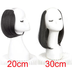 20/30cm Synthetic Straight Hair Extension with 4 Clips | V-Shaped Half Head Invisible Ha detail view