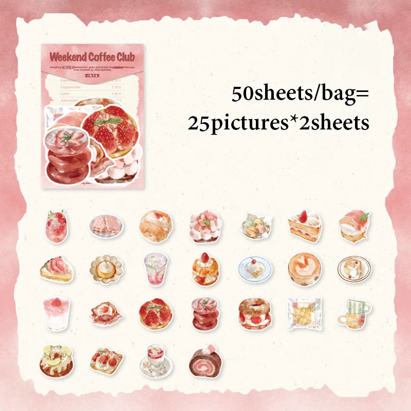 Mr.Paper Sweet Collection Washi Stickers | 50 Watercolor Food & Coffee Stickers for J alternate view