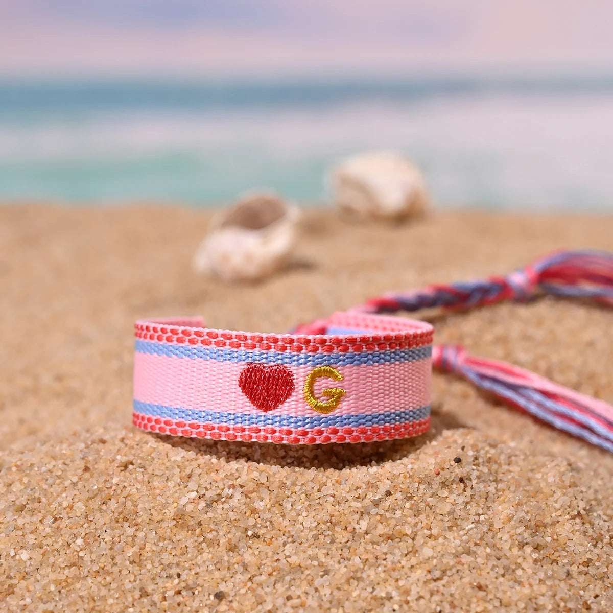 Handwoven Initial Letter Bracelet | Personalized Friendship Gift for Women detail view