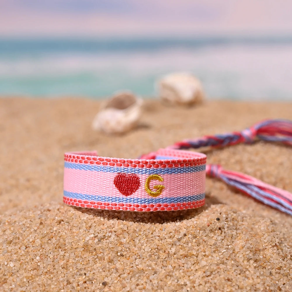 Handwoven Initial Letter Bracelet | Personalized Friendship Gift for Women detail view