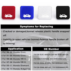 Hood Latch Handle Release Repair Kit Engine Cover Lock Control Switch For Honda Civic close-up view