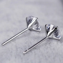 925 Sterling Silver Zircon Crystal 4 Claw Cut Earrings 3/4/5/6mm Earrings For Women Fine detail view