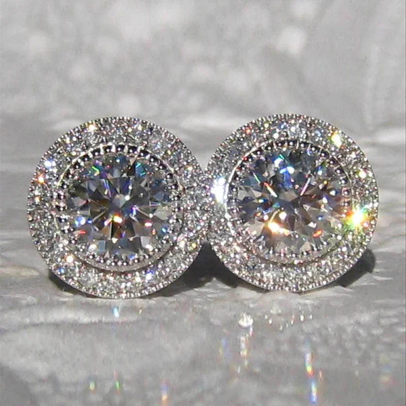 Huitan AAA CZ Stud Earrings for Women | Romantic Elegant Cubic Zirconia Jewelry in 7 alternate view