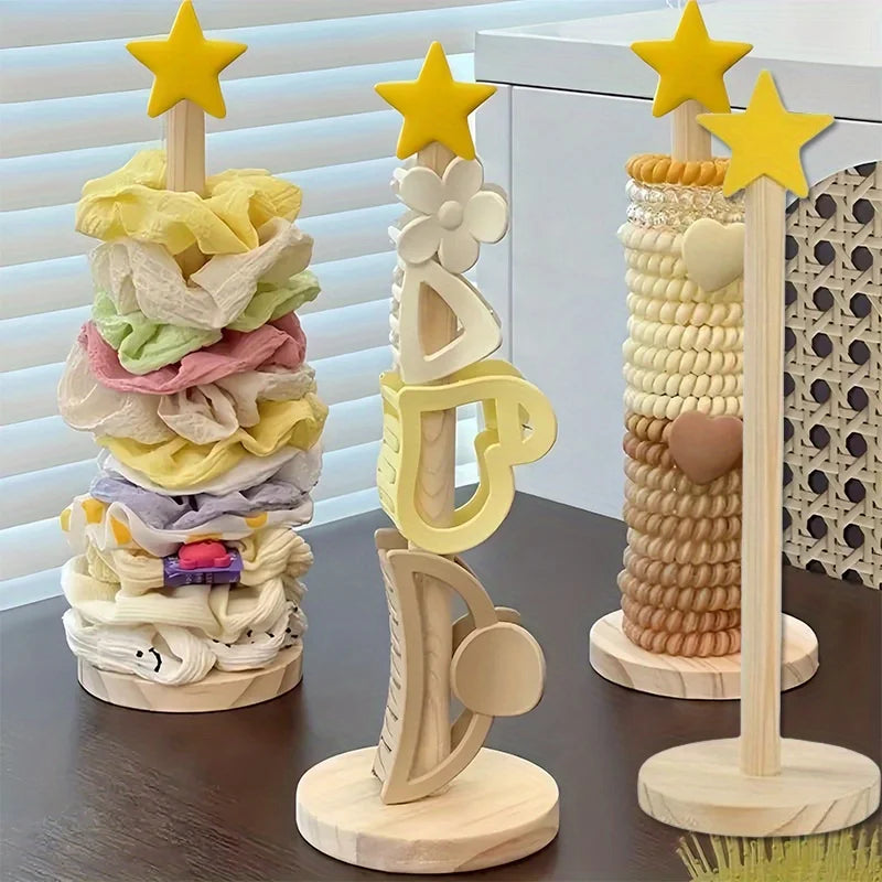 Wood Desktop Hair Rope Holder Multi-purpose Jewelry Bracelet Organizer Display Holder for Watches Br