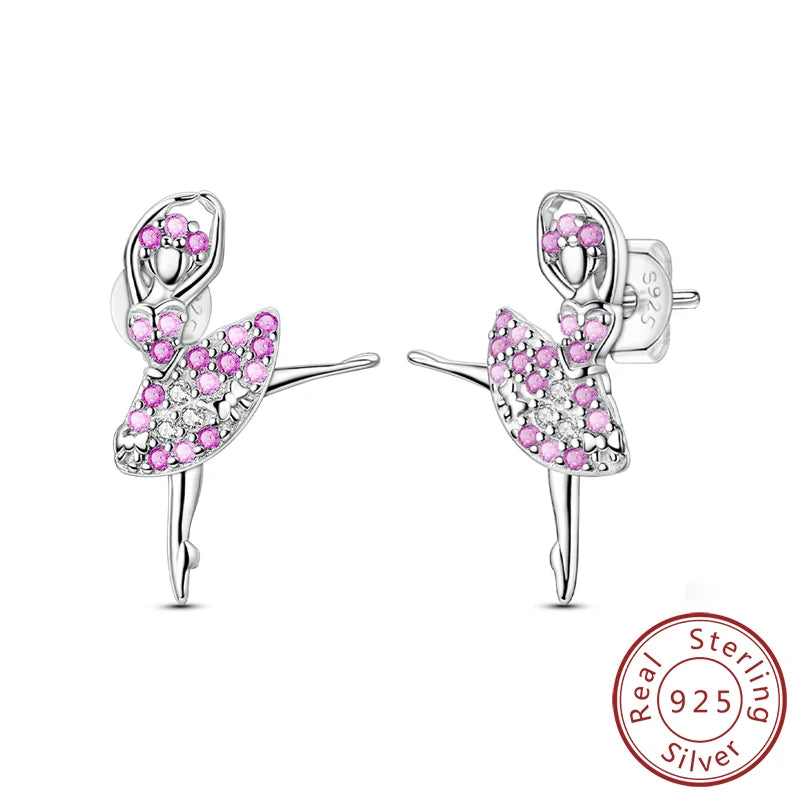 925 Stainless Steel Stud Earrings For Women Girls Simple Flower Bow Star Moon Zircon alternate view