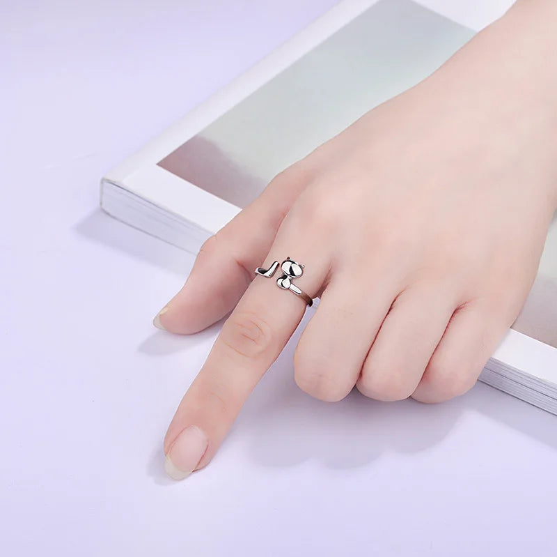 925 Sterling Silver Zircon Adjustable Ring | Women's Cocktail Jewelry close-up view