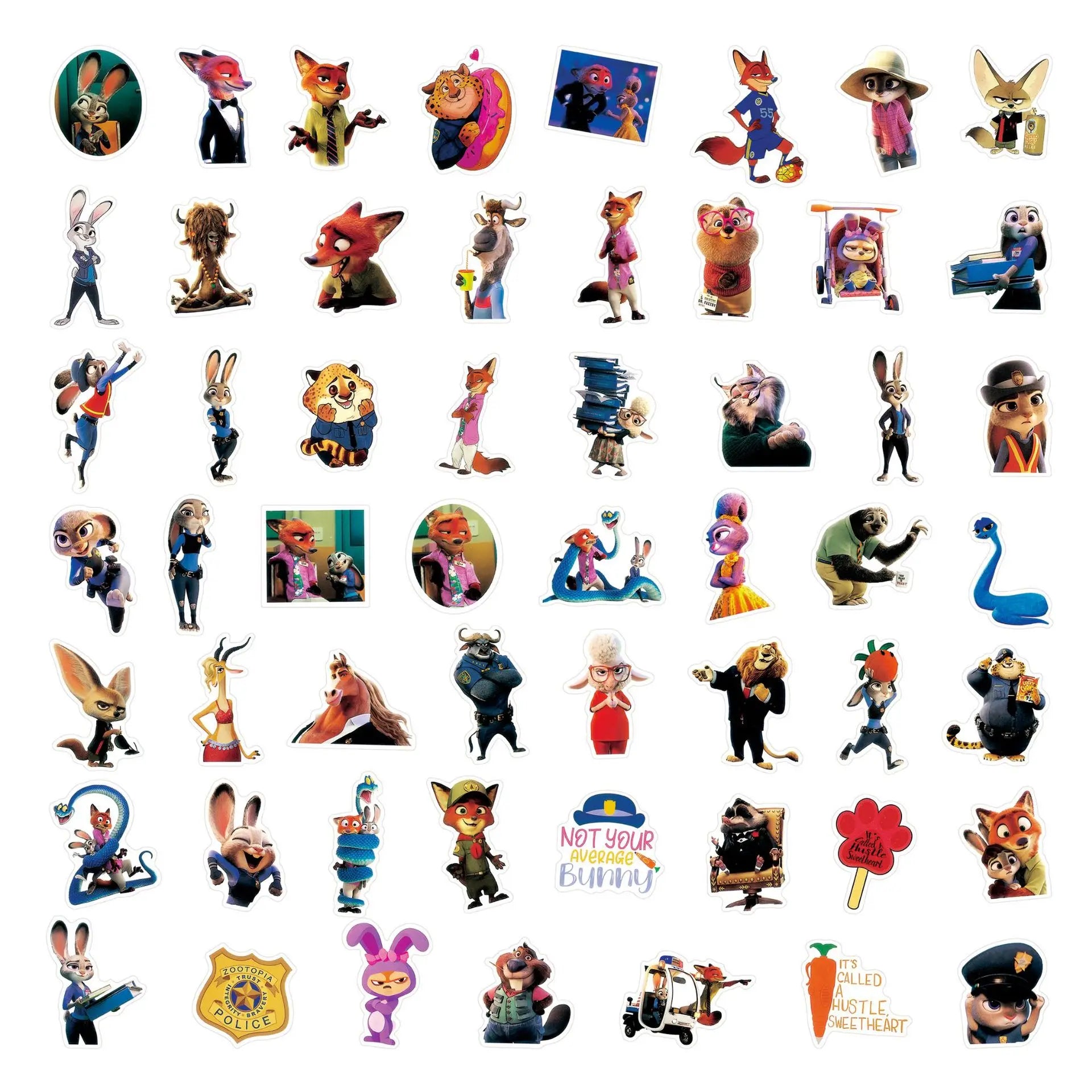 50pcs Disney Cartoon Movie Zootopia2 Stickers Cute Anime Graffiti Decals for Kids Toy lifestyle view