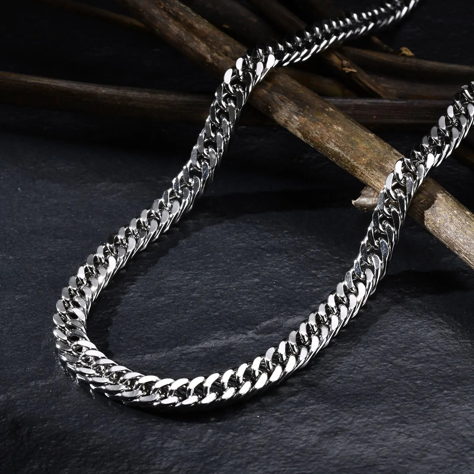 Men's Chunky Miami Cuban Chain Necklace | Vintage Punk Hip Hop Stainless Steel Link C alternate view