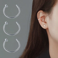 5PC Stainless Steel Women Nostril Nose Hoop Stud Rings Clip on Nose Rings Fake Nose E alternate view