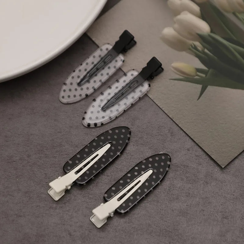 Black White Polka Dot Acrylic Hair Clips Minimalist Secure Hold Suitable for Daily We lifestyle view