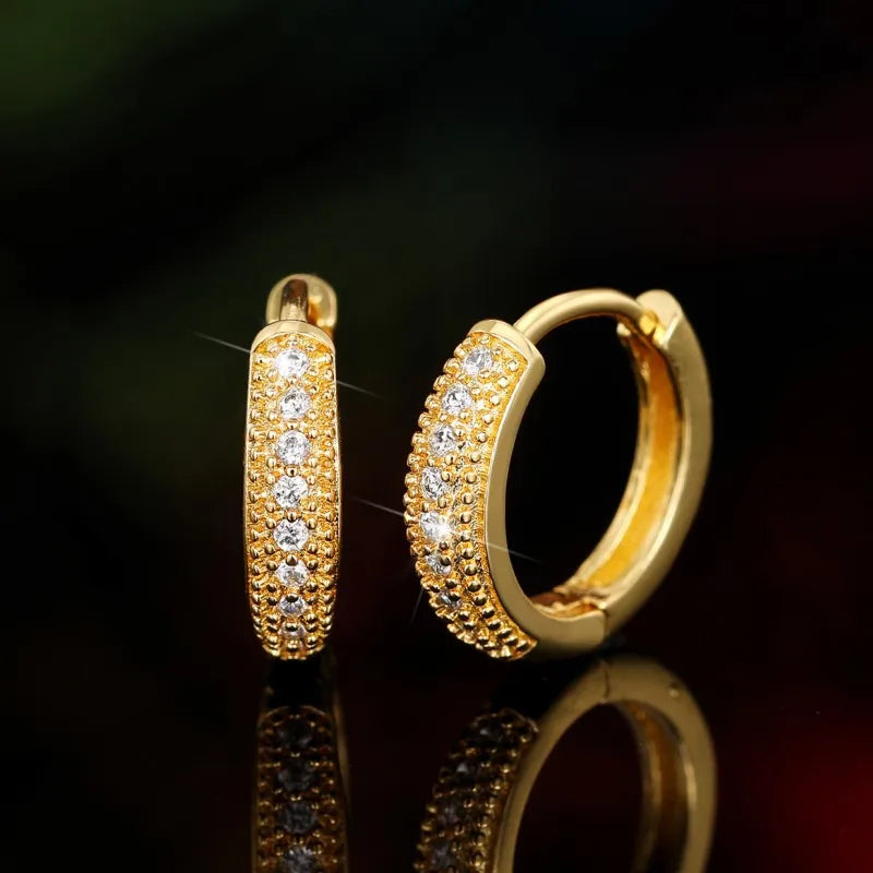 Shiny White Zircon Hoop Earrings | Simple Daily Wear for Women and Men lifestyle view