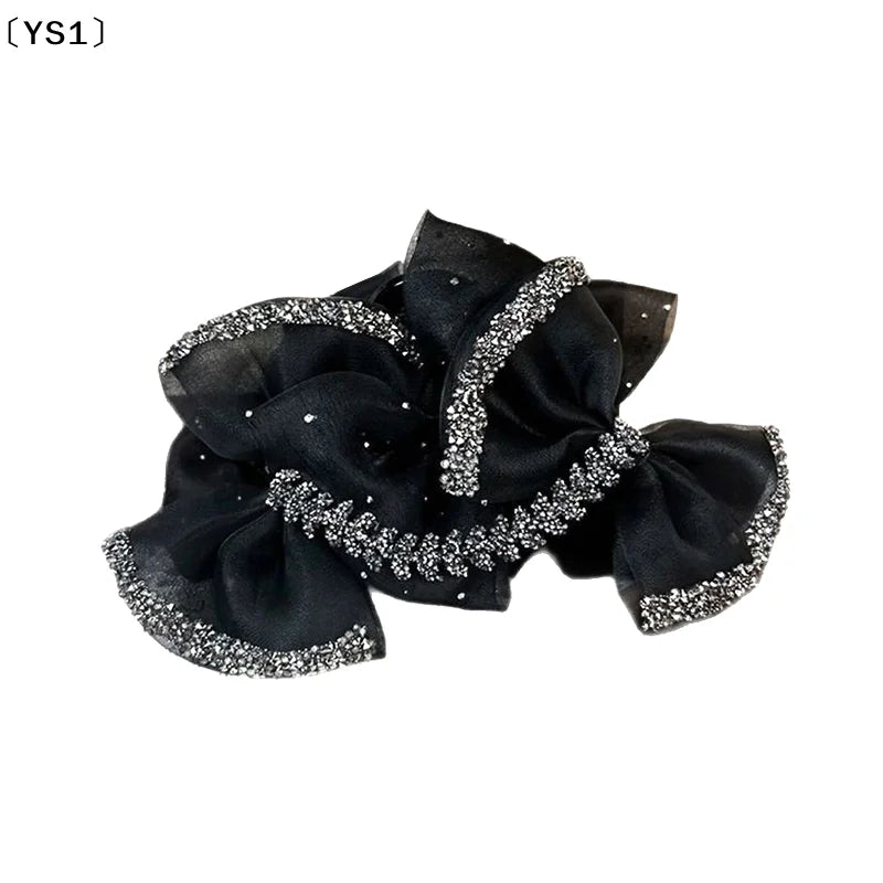 〔YS1〕Exquisite Elegant Sweet Mesh Bow Hair Clip Women's After Brain Hairpin Headwear Accessories Gifts