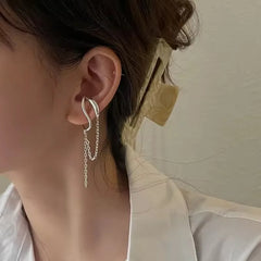 925 Sterling Silver Ear Cuff Without Piercing | Chain Tassel Earring for Women alternate view