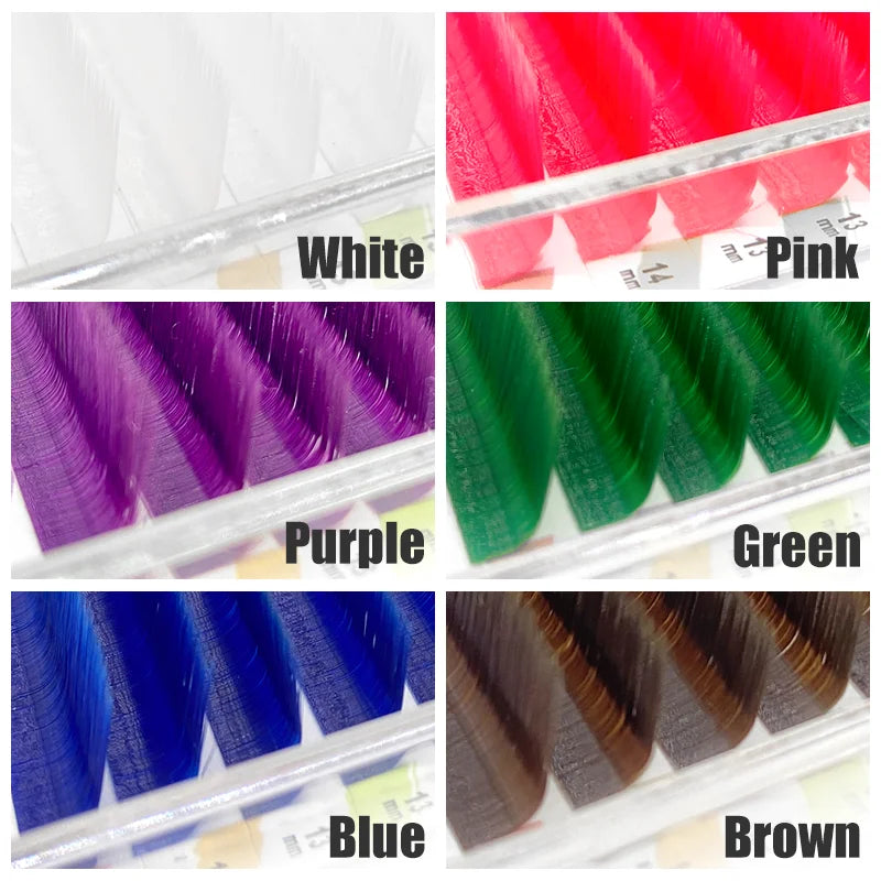 NATUHANA L/LU Curl Auto Fan Colored Lashes | Easy Fan Color Eyelash Extension close-up view