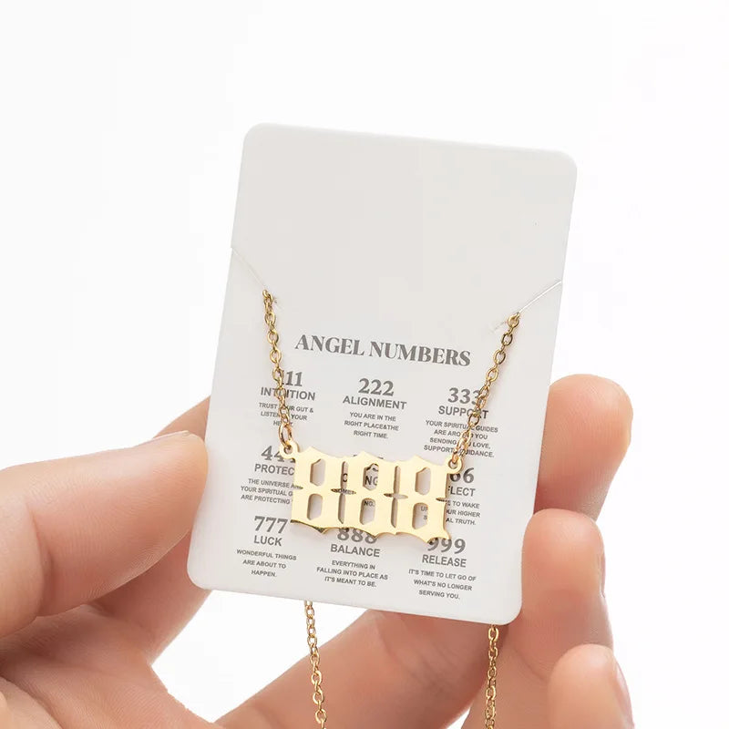 Stainless Steel Angel Number Lucky Numbers Necklaces 111 222 333 444 555 777 888 999 lifestyle view