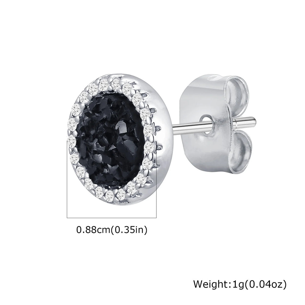 Shattered Zircon Stud Earrings for Men Boys | Hypoallergenic Round Minimalist Jewelry alternate view