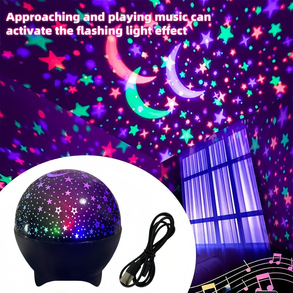 Star Projector Night Light for Kids | 360° Starry Sky Moon Atmosphere Lamp close-up view