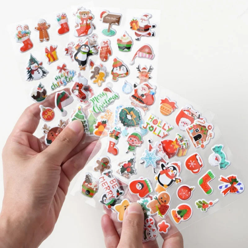 Christmas Bubble Stickers | 3D Holiday Party Decoration Set close-up view