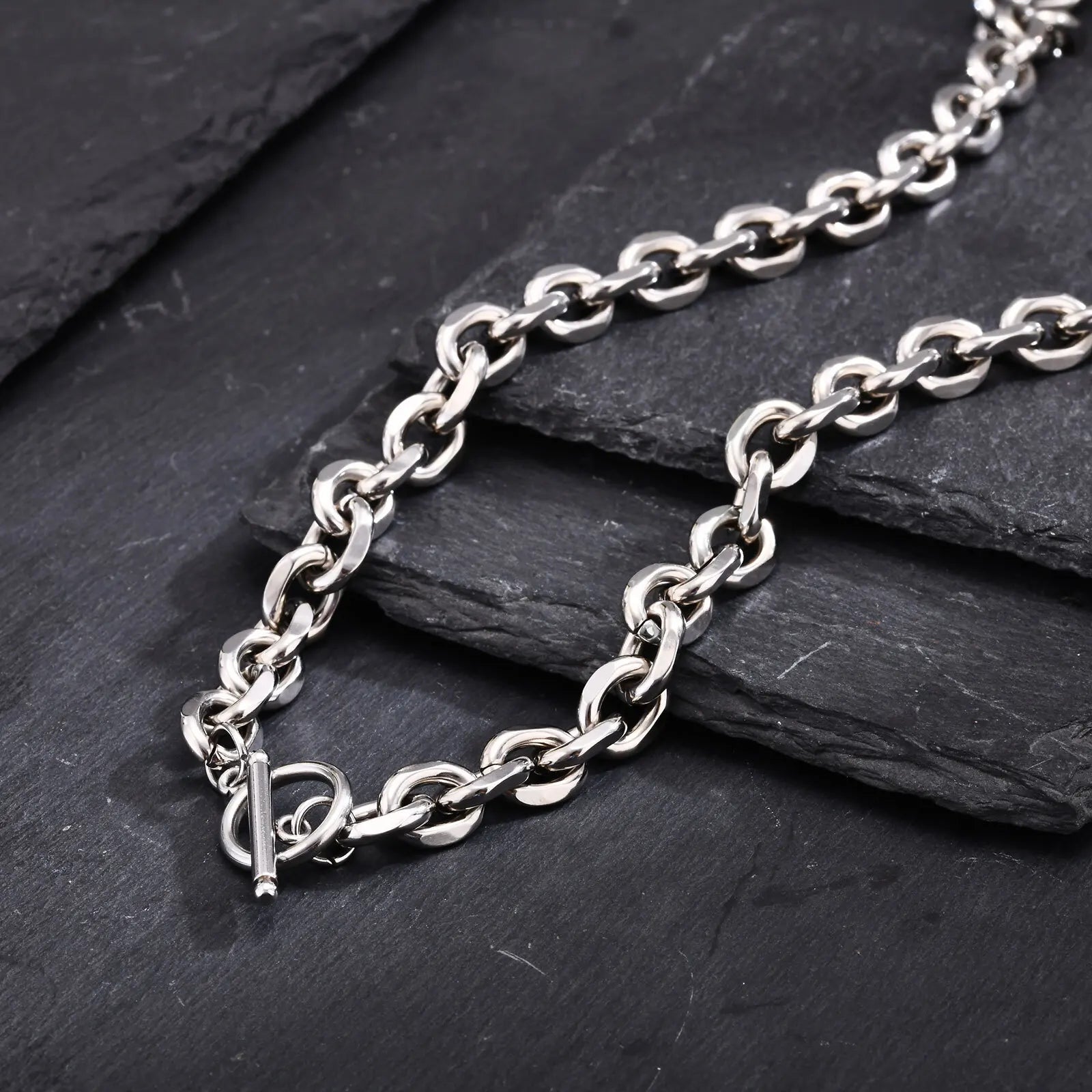 Vnox 9mm Chunky Chain Necklace for Men Women, Thick Rolo Link Chain Collar, Toggle Cl alternate view