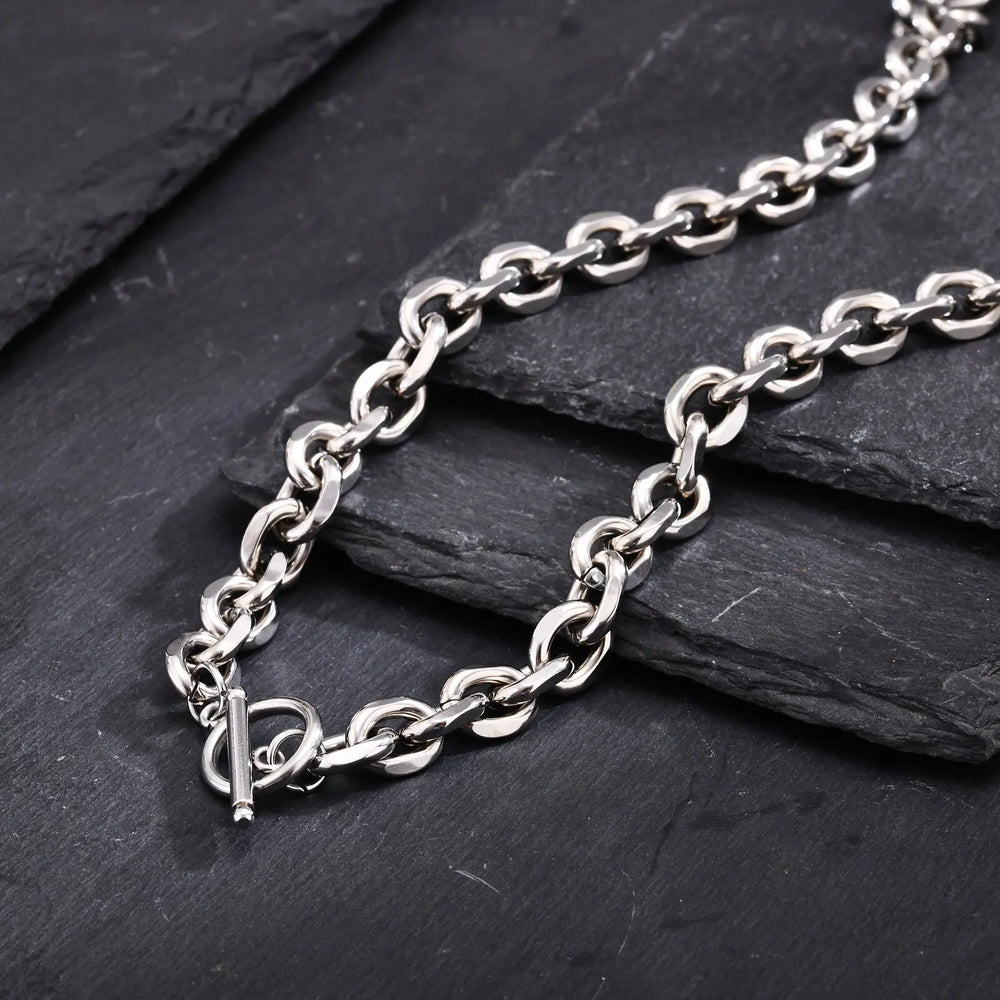 Vnox 9mm Chunky Chain Necklace for Men Women, Thick Rolo Link Chain Collar, Toggle Cl alternate view