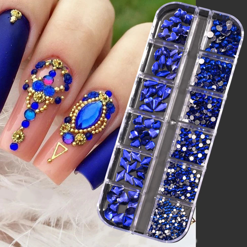 12Grids Pink Mixed Nail Rhinestones Luxury Nail Charms Glitter Crystal Jewelry Gems N lifestyle view