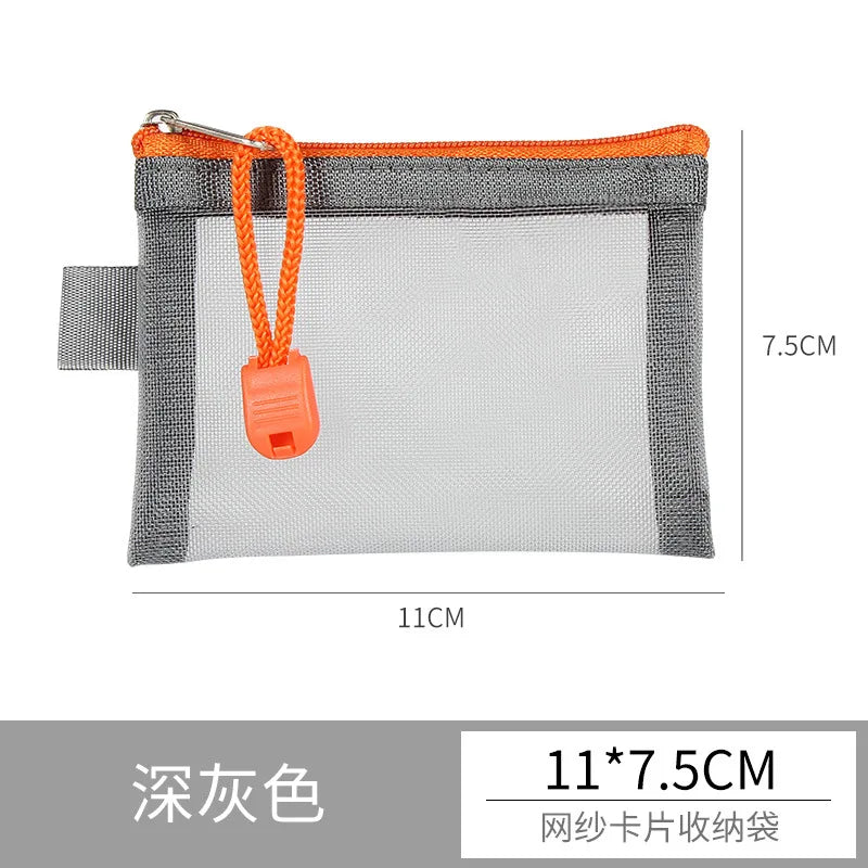 Mini Mesh Zipper Card Pouch | Transparent ID and Credit Card Storage Bag lifestyle view
