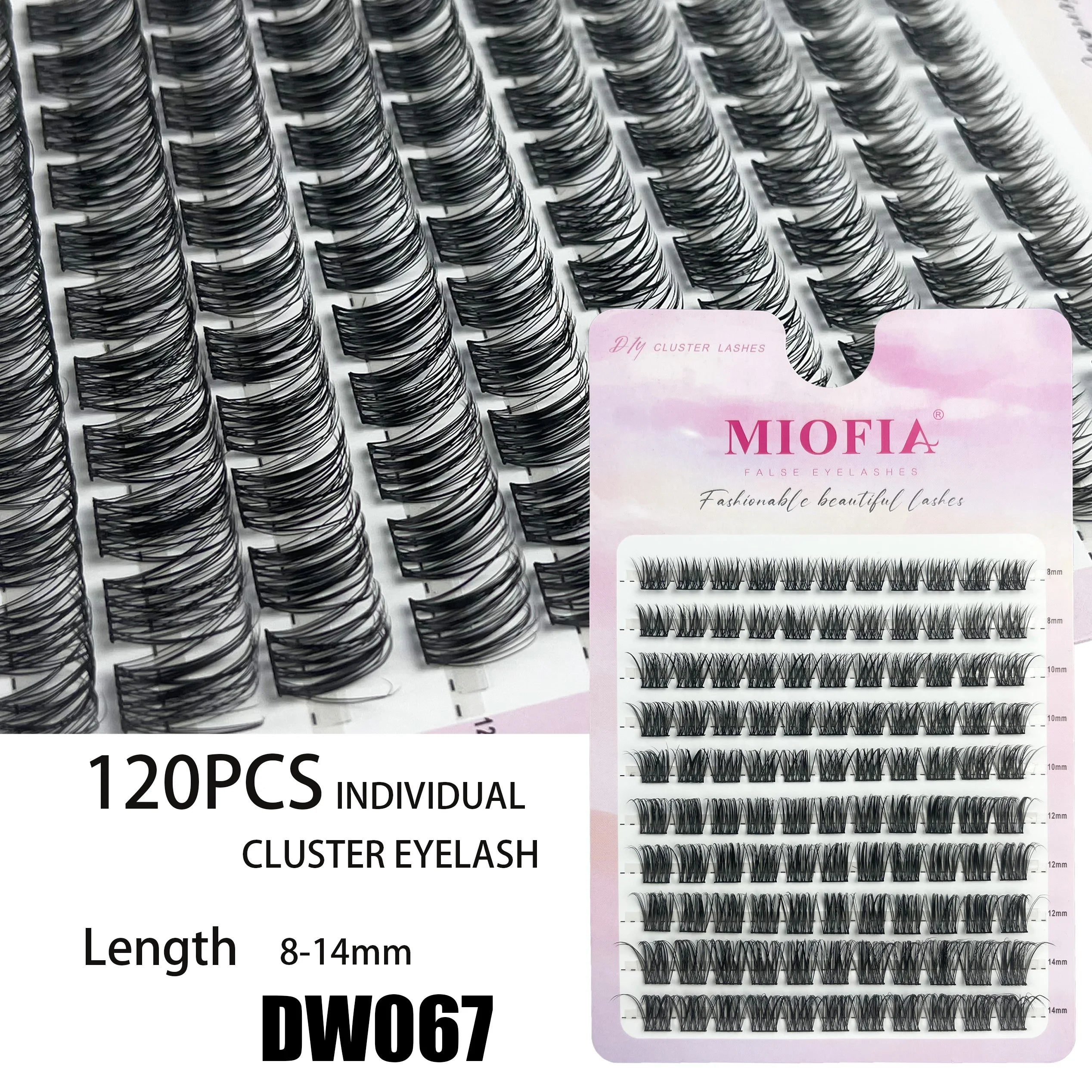 MIOFIA DIY Eyelash Clusters Fluffy Natural Anime Lashes 8-14mm Mixed Length Large capacity 3D Russian Volume Eyelash Extension