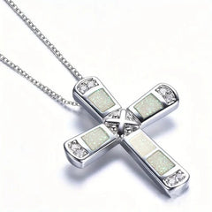 Huitan Modern Cross Pendant Necklace for Women Fashion Stylish Gorgeous Neck Accessori close-up view