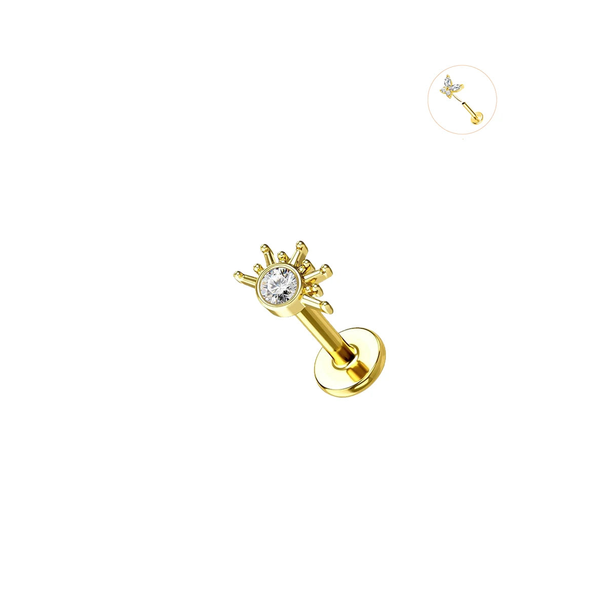 EVISPOL 16G Hypoallergenic Stainless Steel Threadless Insert Labret Lip Rings Tiny Cry close-up view